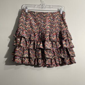 Banana Republic Multicolor Ruffle Skirt Women’s Size 4 Preppy Feminine Flowy